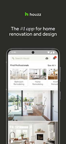 نمایی از داخل اپلیکیشن طراحی دکوراسیون داخلی houzze