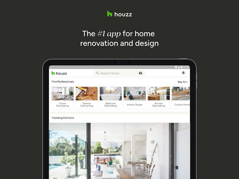 نمایی از داخل اپلیکیشن طراحی دکوراسیون داخلی houzze