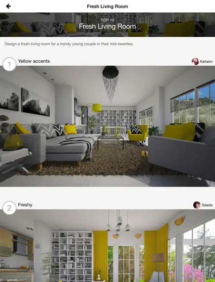 نمایی از داخل اپلیکیشن طراحی دکوراسیون داخلیroomstyler