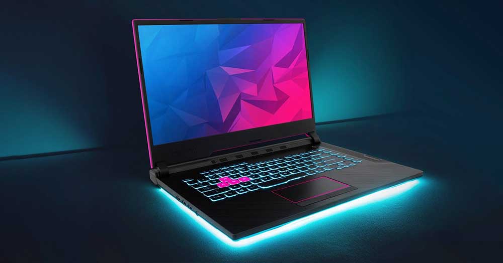 لپ تاپ گیمینگ با نور پردازی حرفه ای در کیبورد و اطراف
